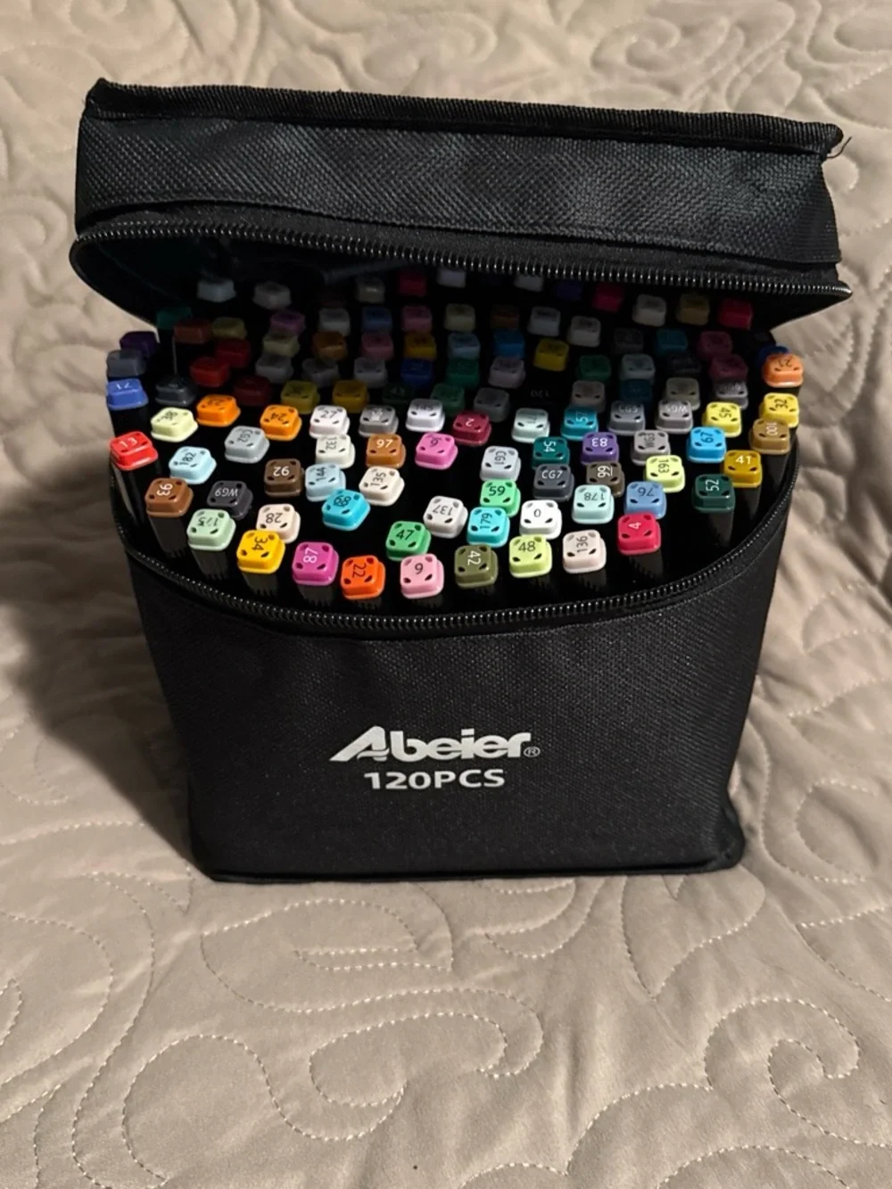120PCS Dual-Tip Marker Set in Multicolor with Black Carry Case